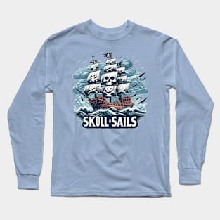 Pirate Ship, Skull Sails Long Sleeve T-Shirt